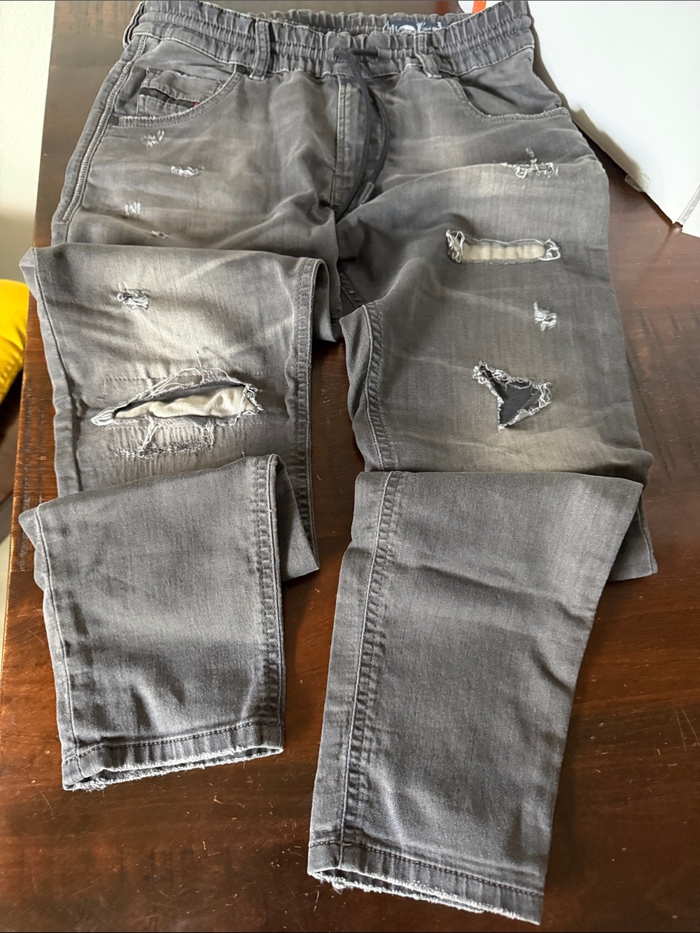 Diesel Men's Distressed Gray Slim Straight Jeans